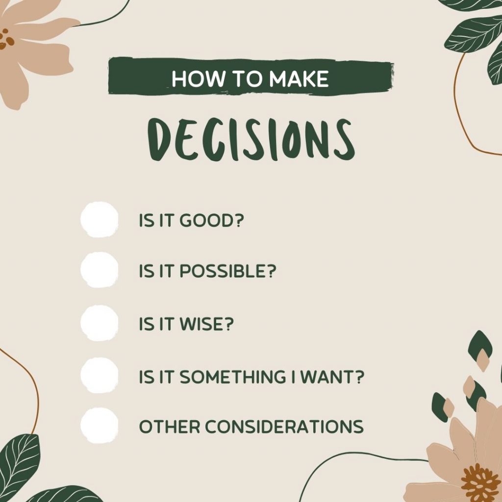 checklist of questions for how to make decisions
