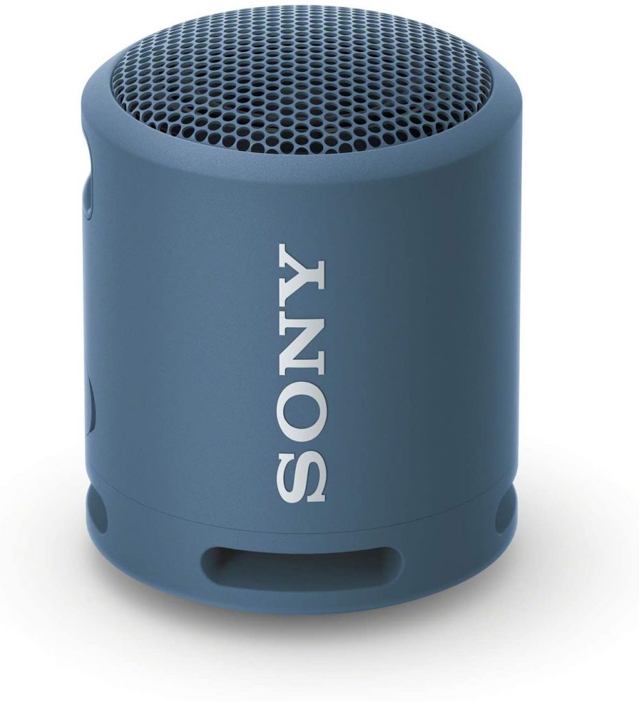 blue cylindrical sony bluetooth speaker small
