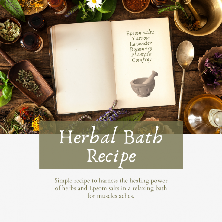 recipe book on wooden table with dried herbs