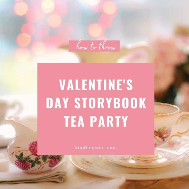 graphic with tea party set in background