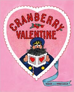 pink book cover with bearded man in navy blue uniform holding a valentine card
