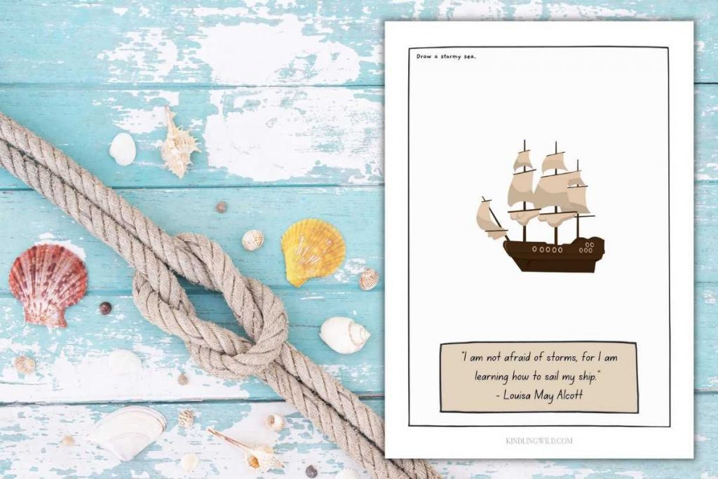 nautical themes background and kids ship theme printable in foreground