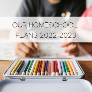 a pencil crayon case with the worls "our homeschool plans 2022-2023"