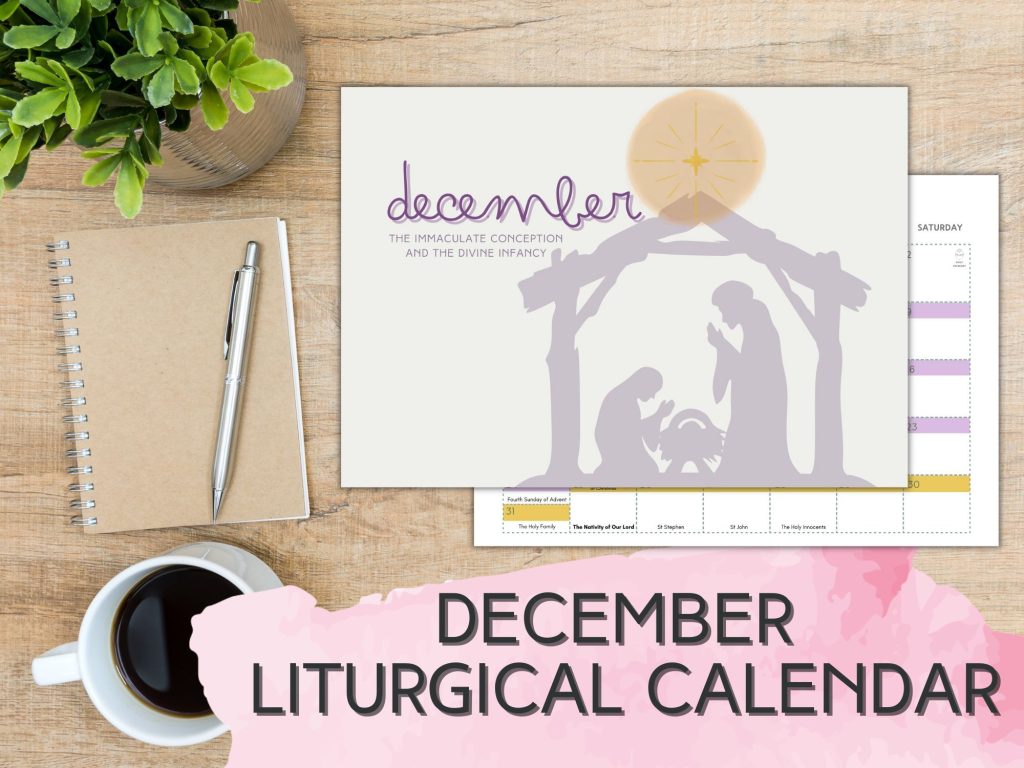 december calendar page with a nativity scene silhouette