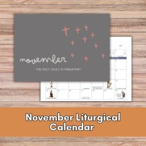 november calendar pages on wood background