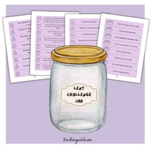 rustic jar with light purple printables in the background