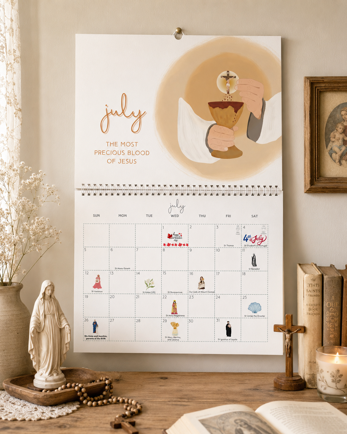catholic wall calendar pages for july