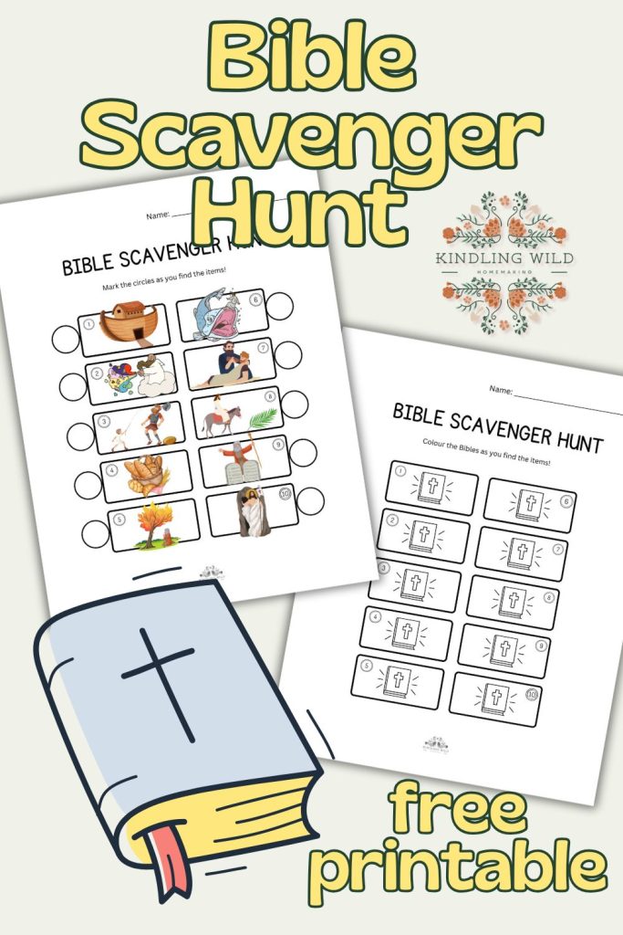 bible scavenger hunt free printable 2 pages 1 black and white 1 colour