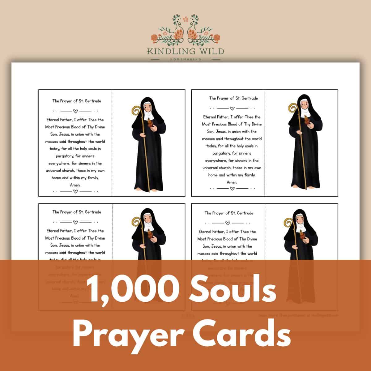 Free Printable St. Gertrude Prayer Cards for Kids