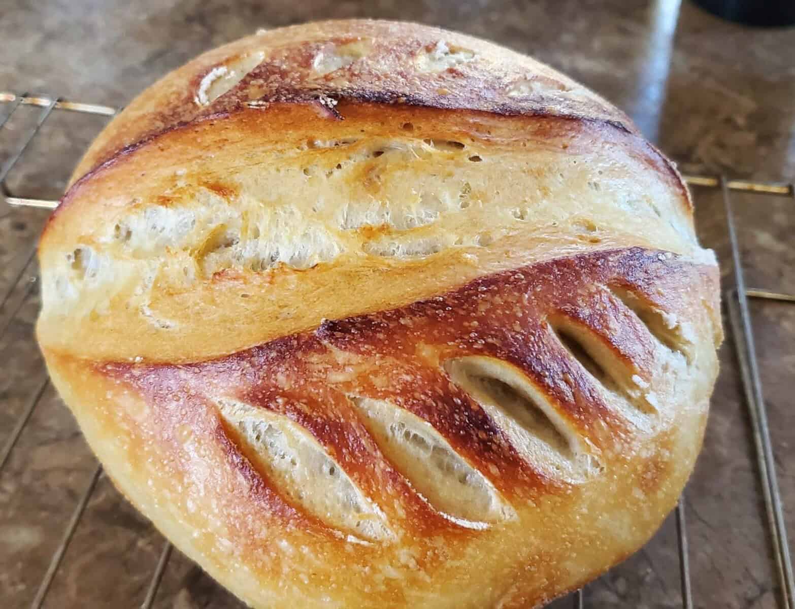 a boule of sourdough bread